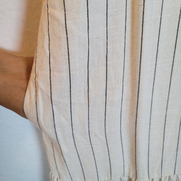 Marissa Webb Womens Striped Tiered Maxi Shirtdress Pockets Size 8 White Preppy - Picture 3 of 10